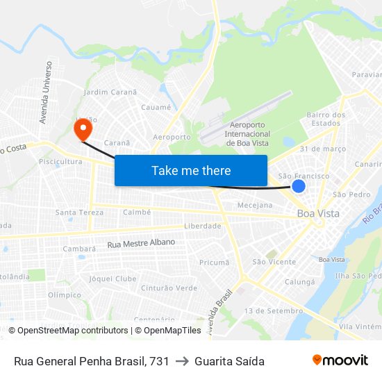 Rua General Penha Brasil, 731 to Guarita Saída map