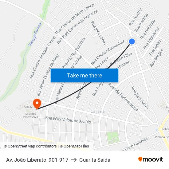 Av. João Liberato, 901-917 to Guarita Saída map