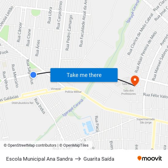 Escola Municipal Ana Sandra to Guarita Saída map