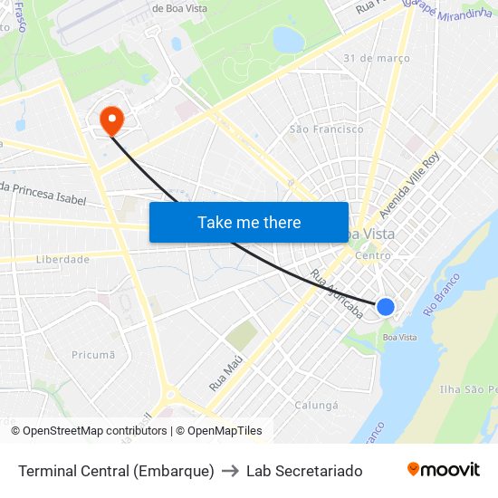 Terminal Central (Embarque) to Lab Secretariado map