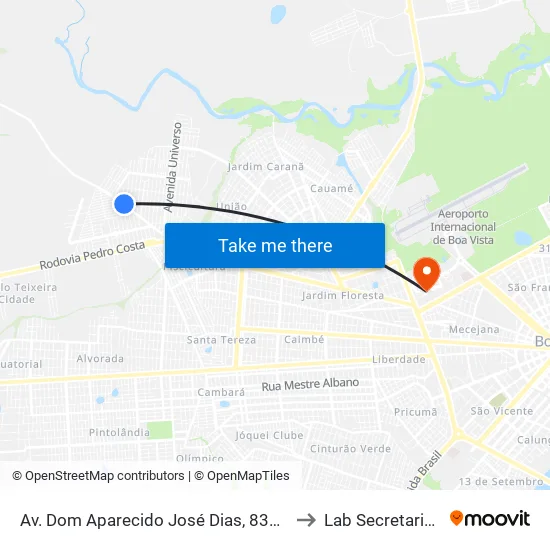 Av. Dom Aparecido José Dias, 838-842 to Lab Secretariado map