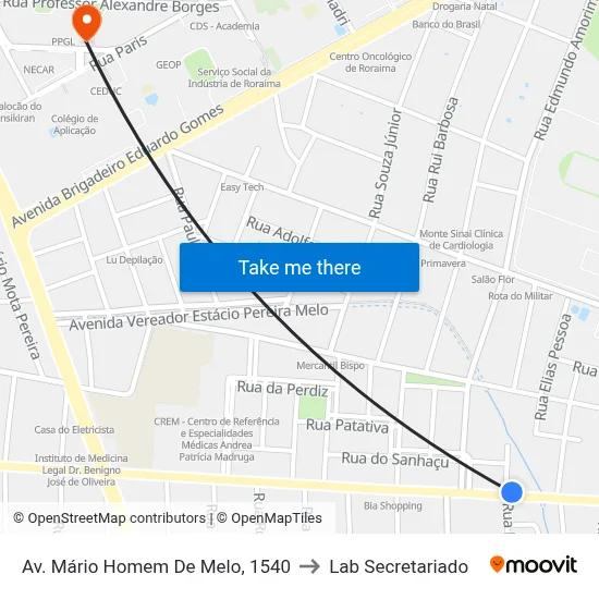Av. Mário Homem De Melo, 1540 to Lab Secretariado map