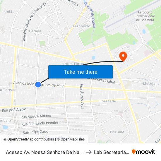 Acesso Av. Nossa Senhora De Nazaré to Lab Secretariado map