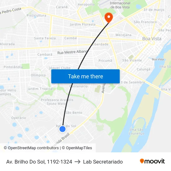 Av. Brilho Do Sol, 1192-1324 to Lab Secretariado map