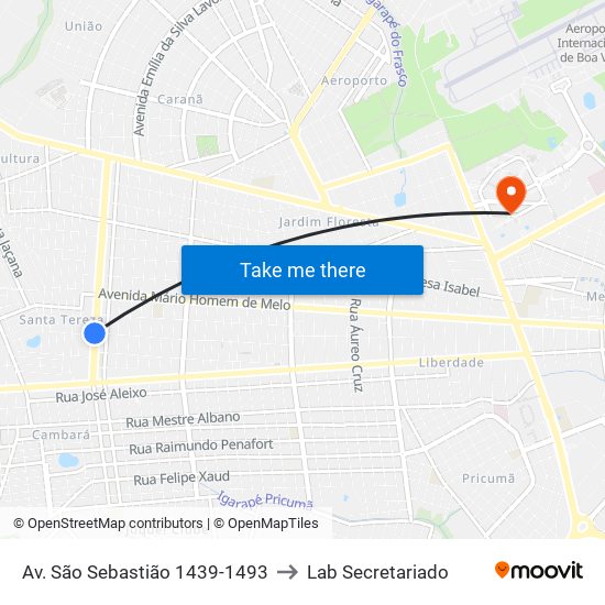 Av. São Sebastião 1439-1493 to Lab Secretariado map