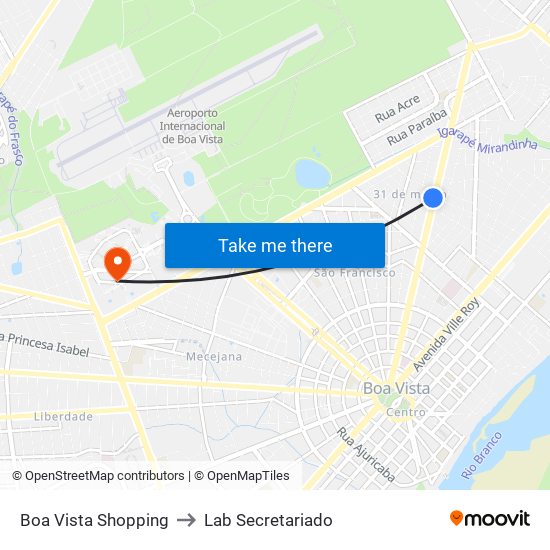 Boa Vista Shopping to Lab Secretariado map