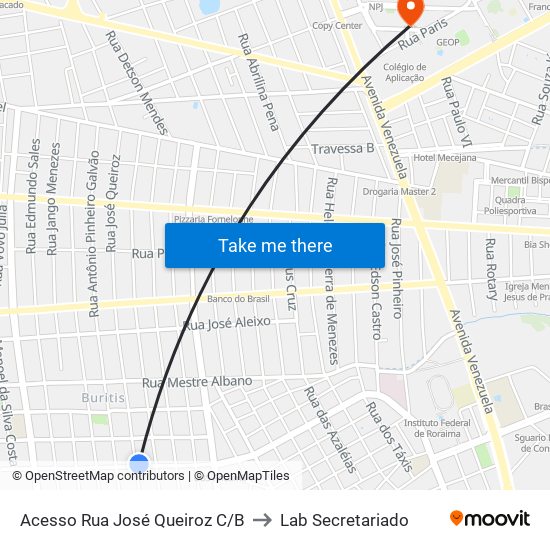 Acesso Rua José Queiroz C/B to Lab Secretariado map