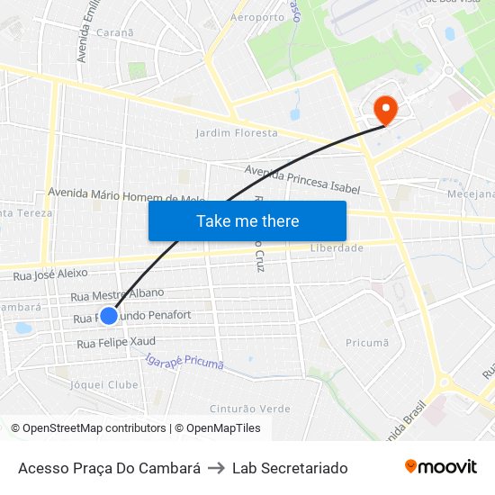 Acesso Praça Do Cambará to Lab Secretariado map