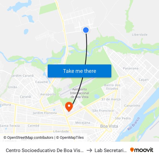 Centro Socioeducativo De Boa Vista B/C to Lab Secretariado map
