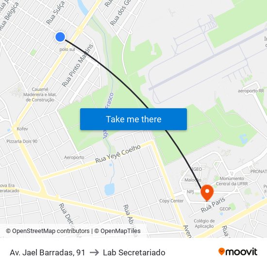 Av. Jael Barradas, 91 to Lab Secretariado map