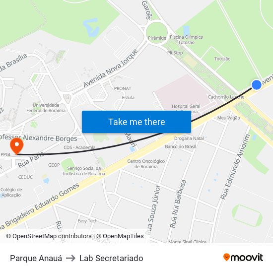 Parque Anauá to Lab Secretariado map