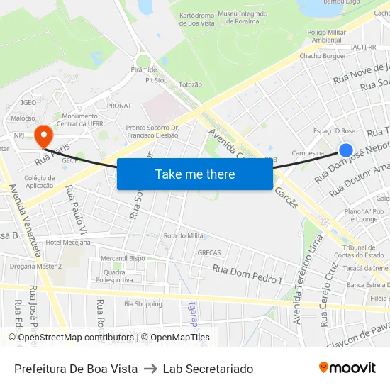 Prefeitura De Boa Vista to Lab Secretariado map