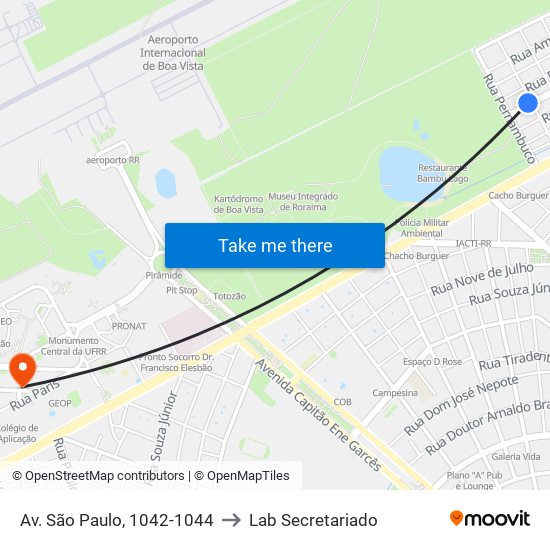 Av. São Paulo, 1042-1044 to Lab Secretariado map