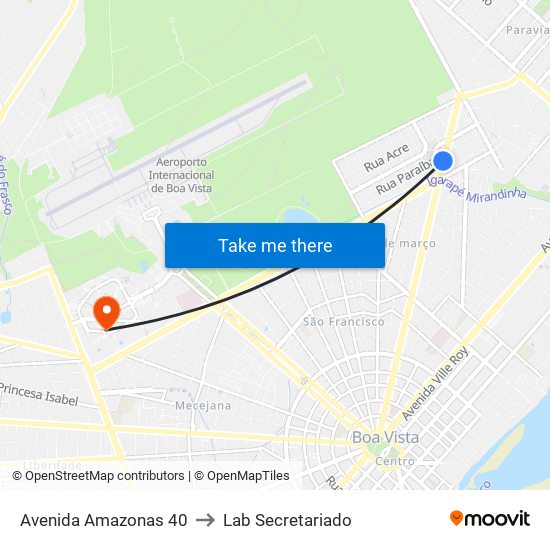 Avenida Amazonas 40 to Lab Secretariado map