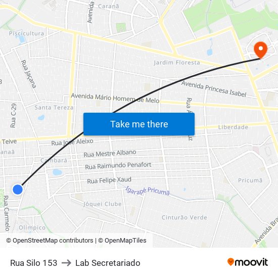 Rua Silo 153 to Lab Secretariado map