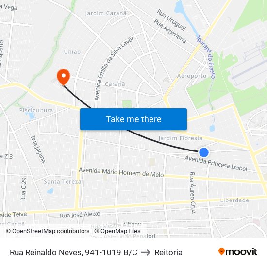 Rua Reinaldo Neves, 941-1019 B/C to Reitoria map