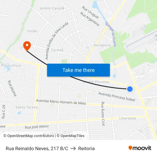 Rua Reinaldo Neves, 217 B/C to Reitoria map