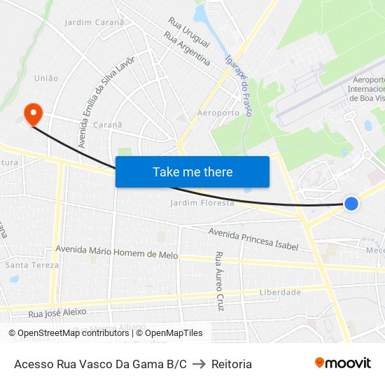 Acesso Rua Vasco Da Gama B/C to Reitoria map