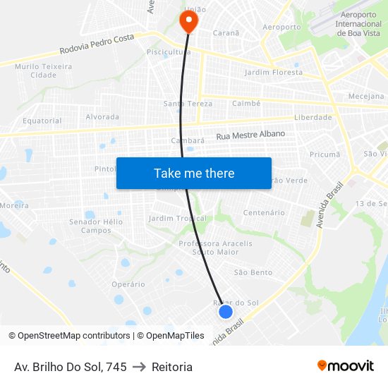 Av. Brilho Do Sol, 745 to Reitoria map