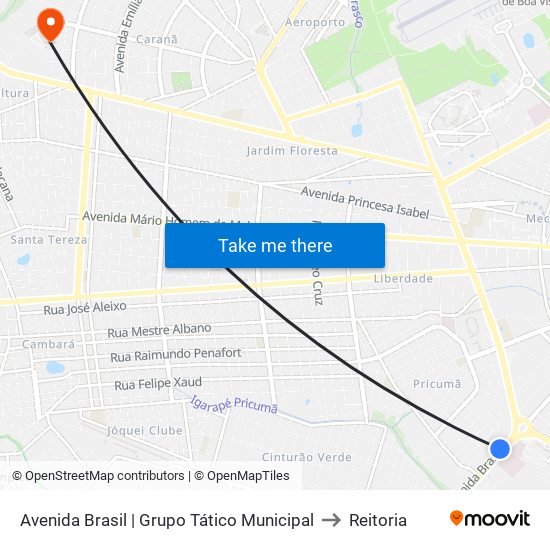 Avenida Brasil | Grupo Tático Municipal to Reitoria map