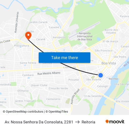 Av. Nossa Senhora Da Consolata, 2281 to Reitoria map