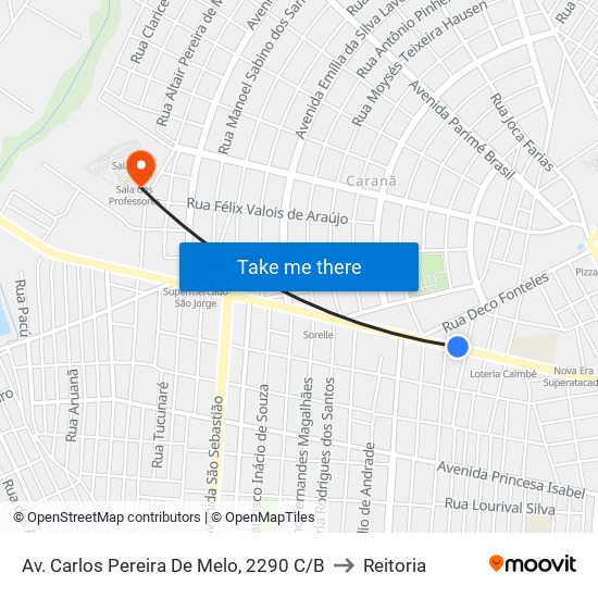 Av. Carlos Pereira De Melo, 2290 C/B to Reitoria map