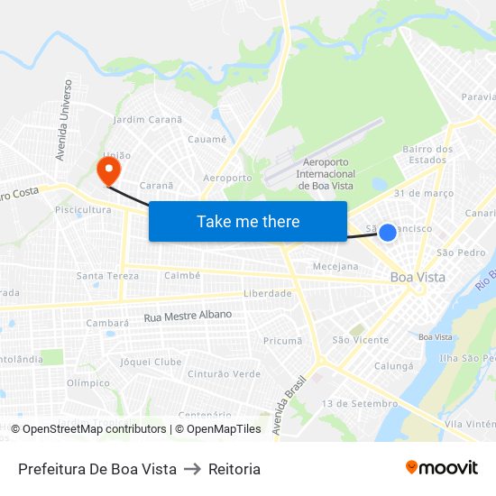 Prefeitura De Boa Vista to Reitoria map