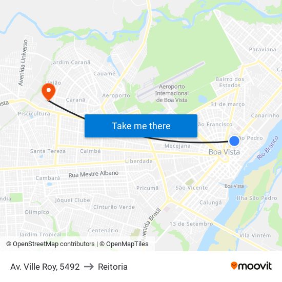Av. Ville Roy, 5492 to Reitoria map