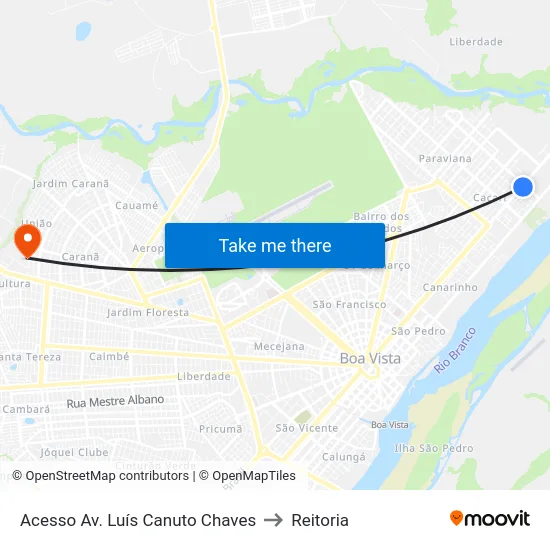 Acesso Av. Luís Canuto Chaves to Reitoria map