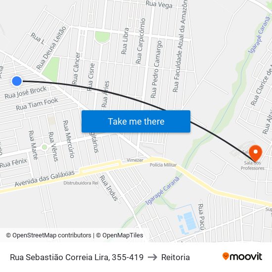 Rua Sebastião Correia Lira, 355-419 to Reitoria map