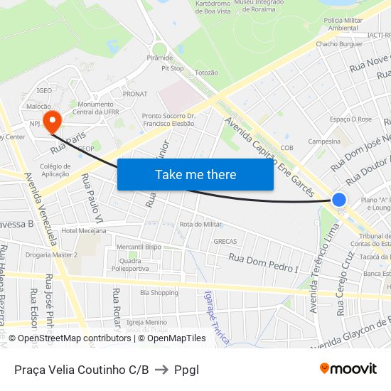 Praça Velia Coutinho C/B to Ppgl map