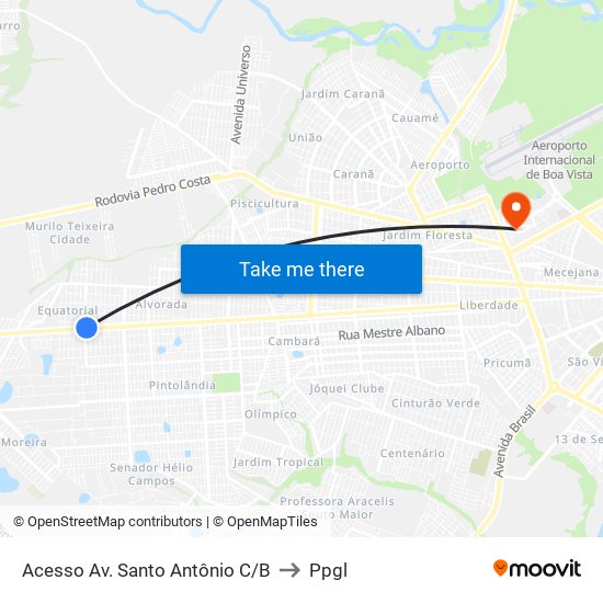 Acesso Av. Santo Antônio C/B to Ppgl map
