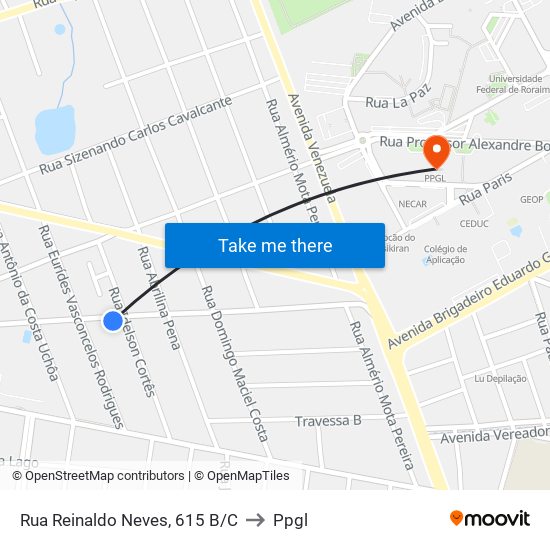 Rua Reinaldo Neves, 615 B/C to Ppgl map