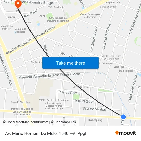 Av. Mário Homem De Melo, 1540 to Ppgl map