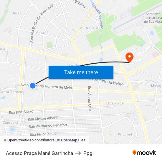 Acesso Praça Mané Garrincha to Ppgl map