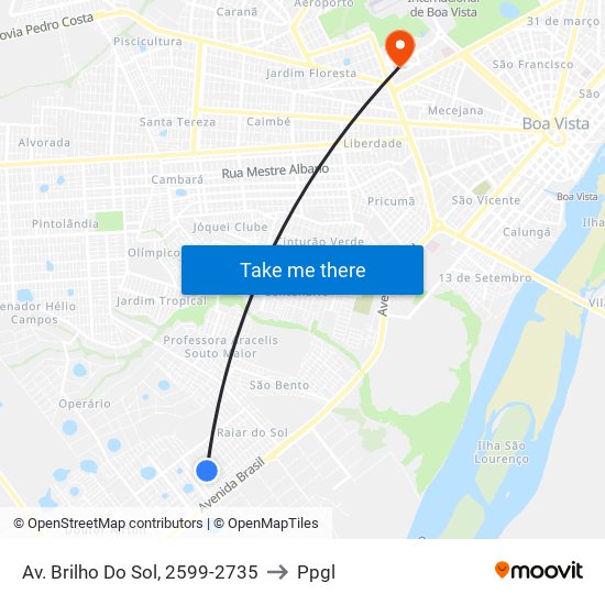 Av. Brilho Do Sol, 2599-2735 to Ppgl map