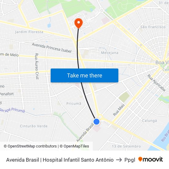 Avenida Brasil | Hospital Infantil Santo Antônio to Ppgl map