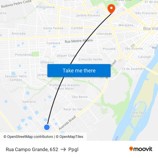 Rua Campo Grande, 652 to Ppgl map