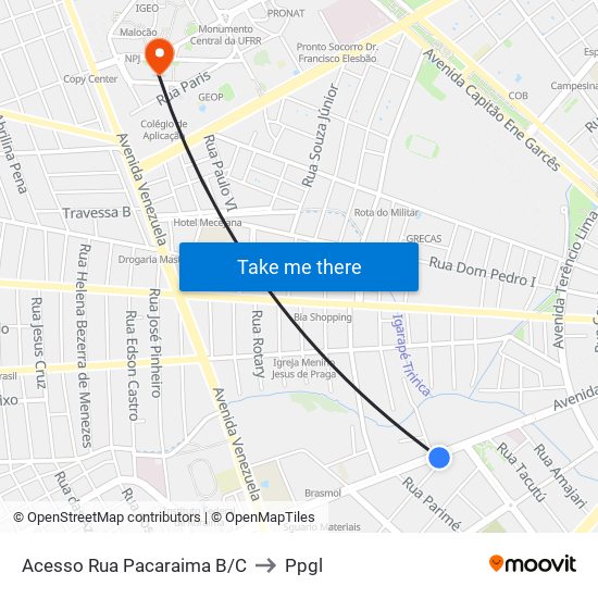 Acesso Rua Pacaraima B/C to Ppgl map