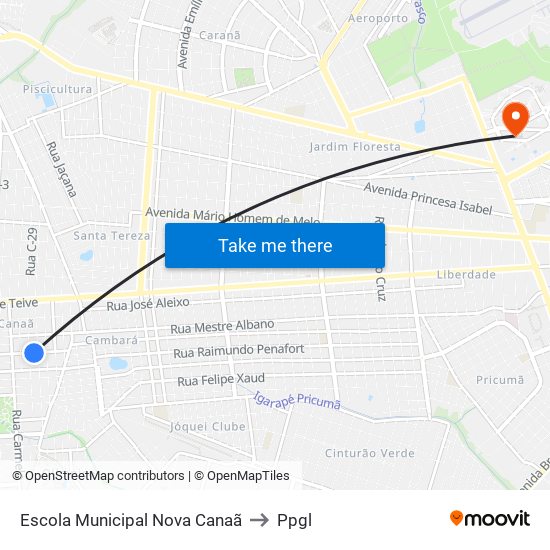 Escola Municipal Nova Canaã to Ppgl map