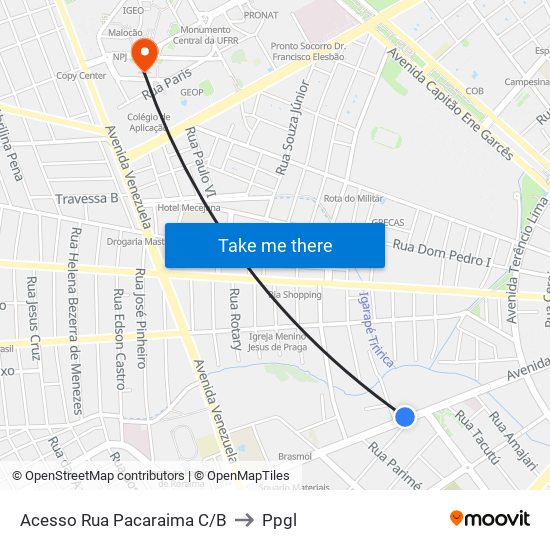 Acesso Rua Pacaraima C/B to Ppgl map