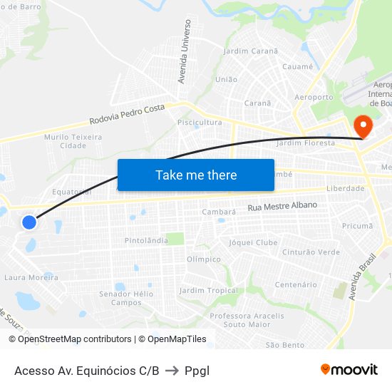 Acesso Av. Equinócios C/B to Ppgl map