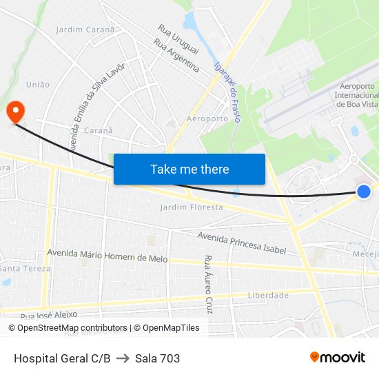 Hospital Geral C/B to Sala 703 map