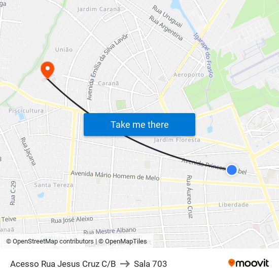 Acesso Rua Jesus Cruz C/B to Sala 703 map