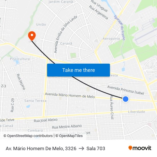 Av. Mário Homem De Melo, 3326 to Sala 703 map
