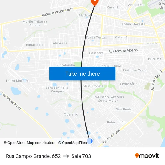 Rua Campo Grande, 652 to Sala 703 map