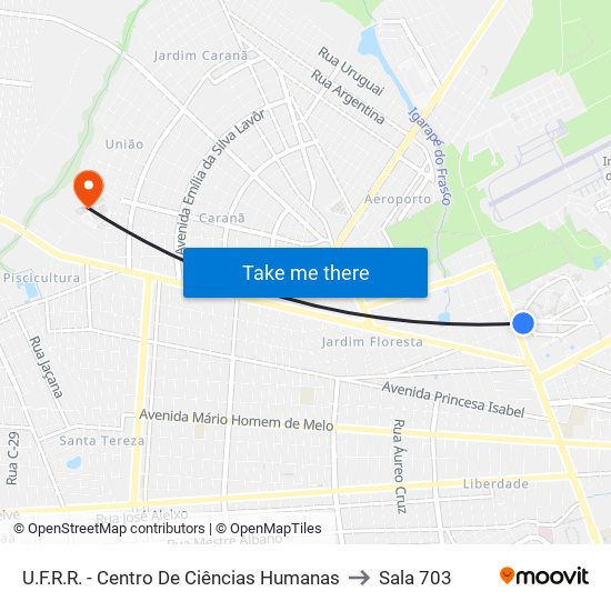 U.F.R.R. - Centro De Ciências Humanas to Sala 703 map