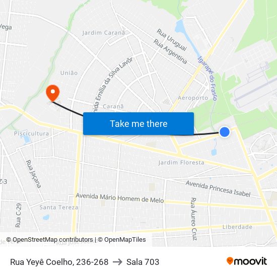 Rua Yeyê Coelho, 236-268 to Sala 703 map