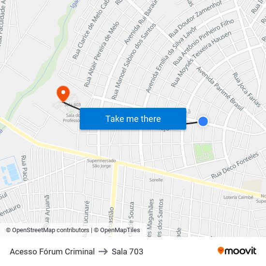 Acesso Fórum Criminal to Sala 703 map