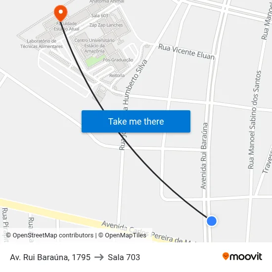 Av. Rui Baraúna, 1795 to Sala 703 map